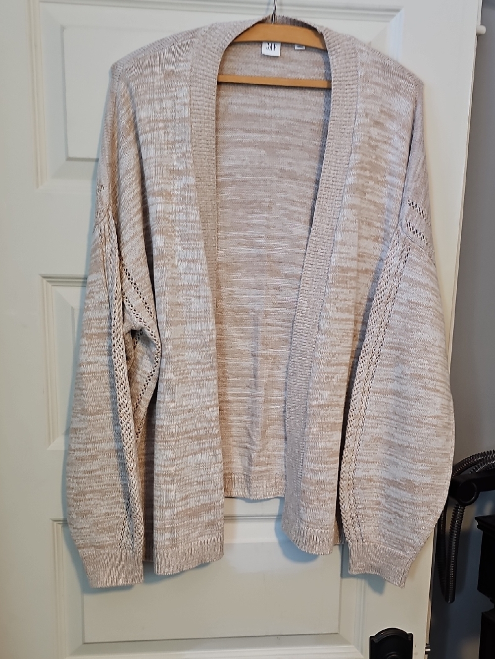 GAP Light Beige Open-Front Knit Cardigan
